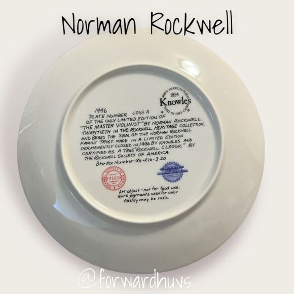 Norman Rockwell Heritage Collection Limited Edition Plate  “The Master Violinist - Picture 3 of 8